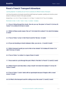 French Transport Quiz for Grade 4 | BookFlik Resources