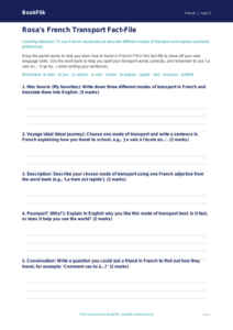 French Transport Vocabulary Worksheet | Grade 4 | BookFlik