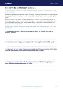 Grade 3 French Verbs and Tenses Worksheet | Greater Depth | BookFlik