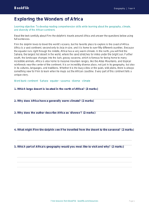 Free Africa Comprehension | Grade 3 | Geography | BookFlik