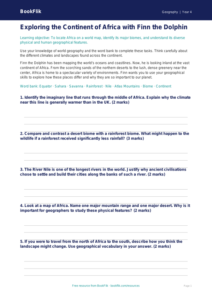 Free Africa Worksheet | Grade 3 | Geography | BookFlik