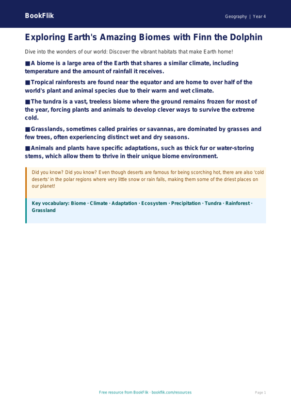 Free Biomes Poster | Grade 3 | Geography | BookFlik worksheet preview — Geography Biomes