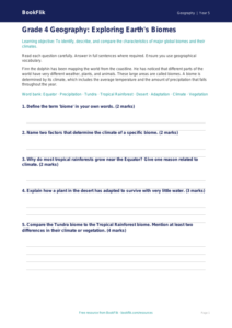 Free Biomes Assessment | Grade 4 | Geography | BookFlik