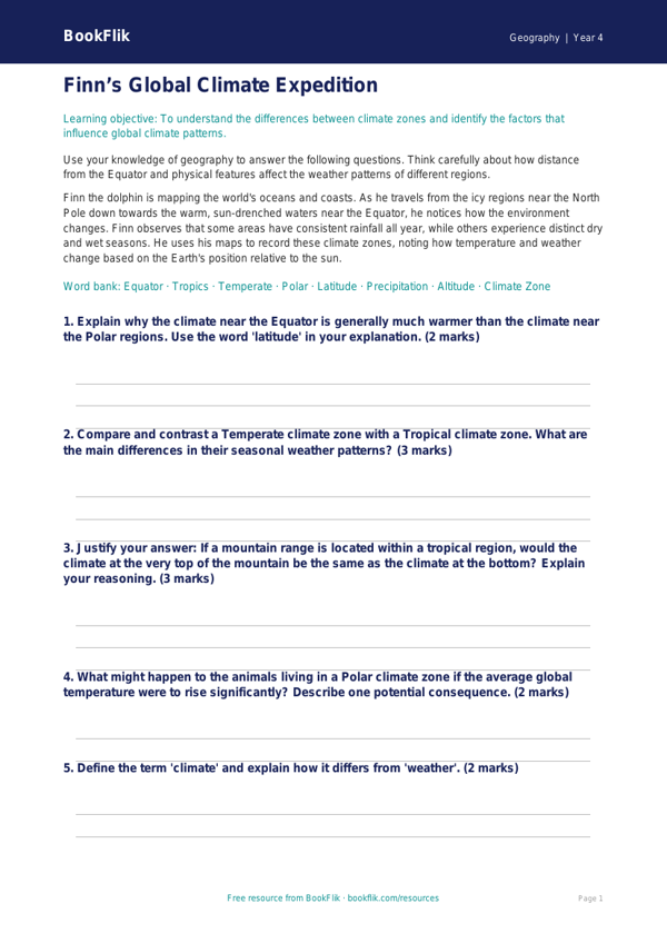 Geography climate worksheet grade 3 greater depth worksheet preview — Geography Climate