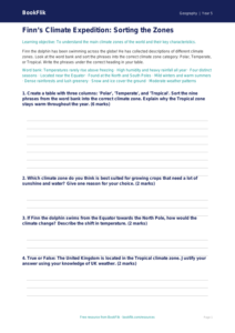 Free Climate Activity Sheet | Grade 4 | Geography | BookFlik