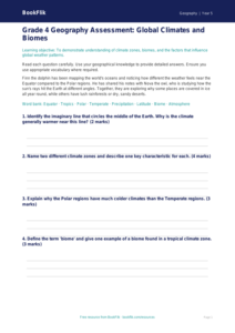 Free Climate Assessment | Grade 4 | Geography | BookFlik