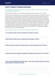 Free Climate Comprehension | Grade 4 | Geography | BookFlik
