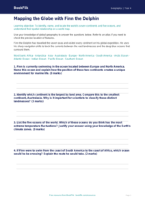 Free Continents And Oceans Worksheet | Grade 3 | Geography | BookFlik