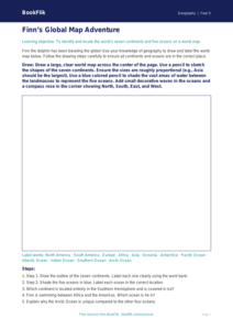 Free Continents And Oceans Drawing Sheet | Grade 4 | Geography | BookFlik