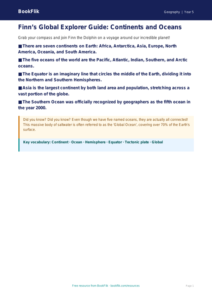 Free Continents And Oceans Poster | Grade 4 | Geography | BookFlik
