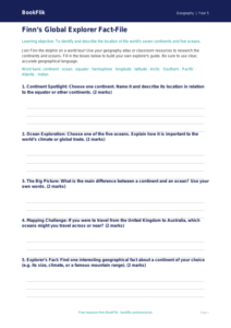 Free Continents And Oceans Template | Grade 4 | Geography | BookFlik