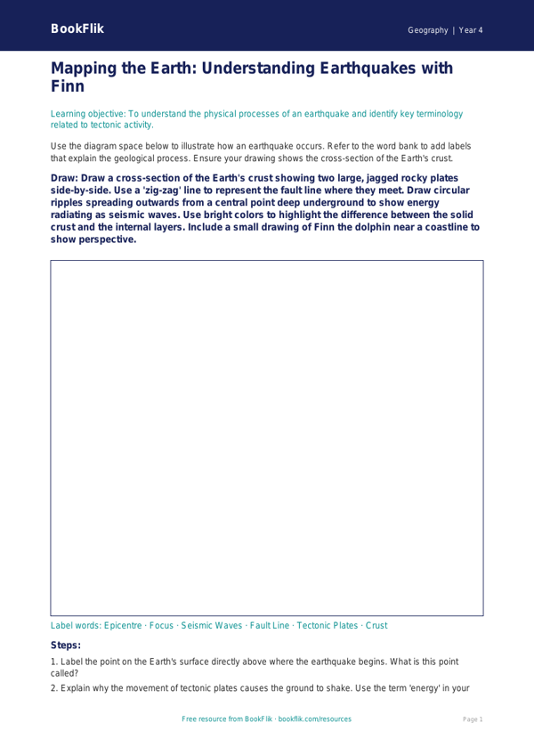 Free Earthquakes Drawing Sheet | Grade 3 | Geography | BookFlik worksheet preview — Geography Earthquakes