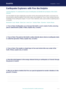 Free Earthquakes Activity Sheet | Grade 4 | Geography | BookFlik