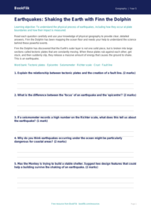 Free Earthquakes Worksheet | Grade 4 | Geography | BookFlik