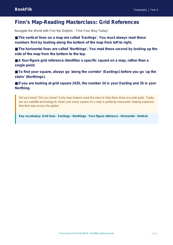 Free Grid References Poster | Grade 3 | Geography | BookFlik worksheet preview — Geography Grid References