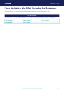 Free Grid References Word Mat for Grade 3 Geography Lessons | BookFlik