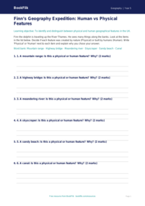 Free Human And Physical Geography Activity Sheet | Grade 4 | Geography | BookFlik