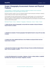 Free Human And Physical Geography Assessment | Grade 4 | Geography | BookFlik