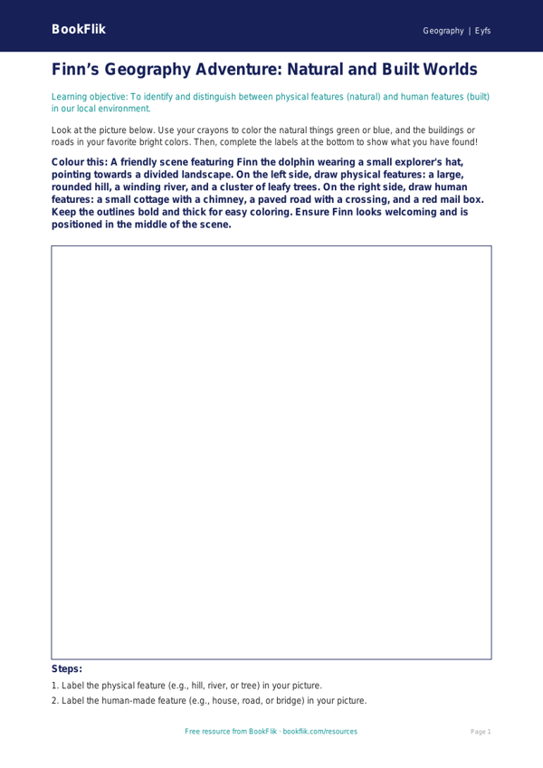 Free Human And Physical Geography Colouring Page | Pre-K | Geography | BookFlik worksheet preview — Geography Human And Physical Geography