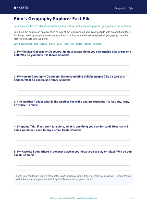 Free Human And Physical Geography Template | Pre-K | Geography | BookFlik worksheet preview — Geography Human And Physical Geography