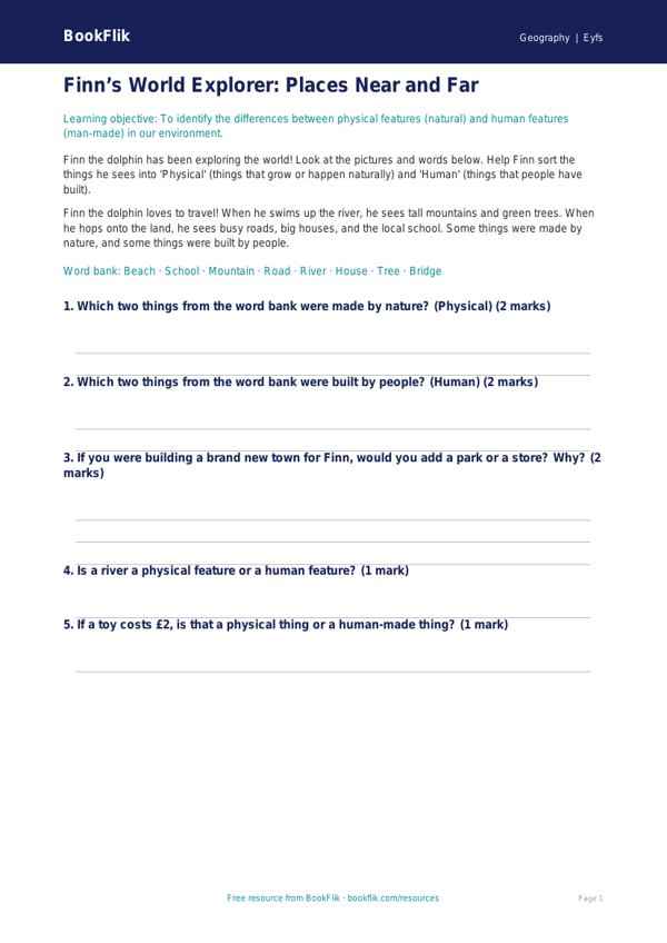 Free Human And Physical Geography Worksheet | Pre-K | Geography | BookFlik worksheet preview — Geography Human And Physical Geography