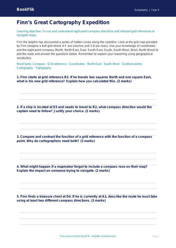 Free Map Skills Activity Sheet | Grade 3 | Geography | BookFlik worksheet preview — Geography Map Skills