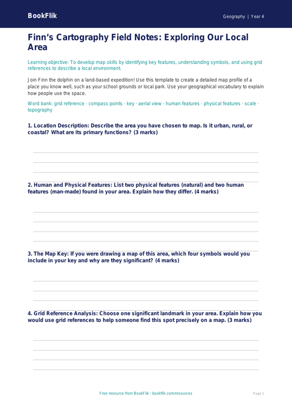 Free Map Skills Template | Grade 3 | Geography | BookFlik worksheet preview — Geography Map Skills
