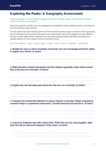 Free Mountains Assessment | Grade 3 | Geography | BookFlik
