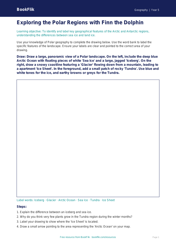 Free Polar Regions Drawing Sheet | Grade 4 | Geography | BookFlik worksheet preview — Geography Polar Regions