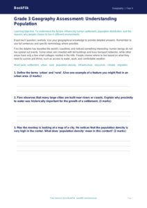 Free Population Assessment | Grade 3 | Geography | BookFlik