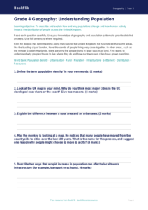 Free Population Assessment | Grade 4 | Geography | BookFlik