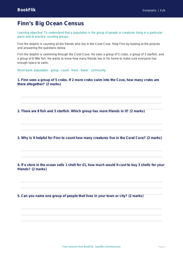 Free Population Worksheet | Pre-K | Geography | BookFlik worksheet preview — Geography Population