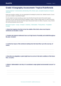 Free Rainforests Assessment | Grade 4 | Geography | BookFlik