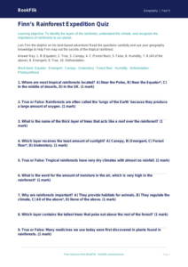 Free Rainforests Quiz | Grade 4 | Geography | BookFlik