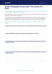 Free Rivers Assessment | Grade 3 | Geography | BookFlik
