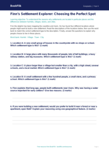 Geography settlements activity sheet grade 3 core