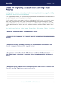 Free South America Assessment | Grade 3 | Geography | BookFlik