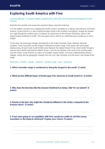 Free South America Comprehension | Grade 3 | Geography | BookFlik