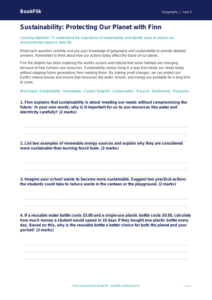 Free Sustainability Worksheet | Grade 4 | Geography | BookFlik