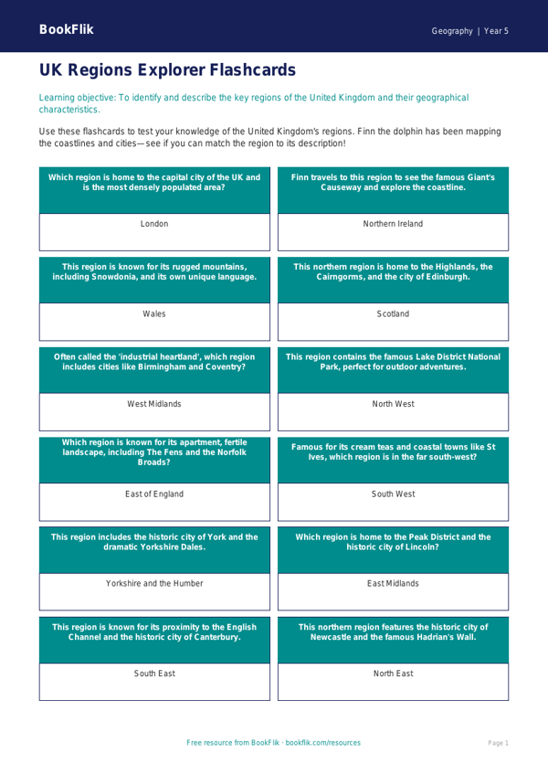 UK Regions Geography Lesson | Grade 4 Social Studies | BookFlik worksheet preview — Geography Uk Regions