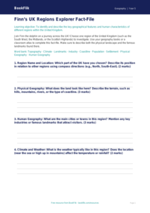 UK Regions Worksheet for Grade 4 | Geography Lesson | BookFlik
