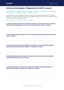 Geography volcanoes activity sheet grade 3 greater depth