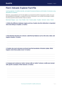 Free Volcanoes Template | Grade 3 | Geography | BookFlik