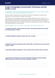 Free Volcanoes Assessment | Grade 4 | Geography | BookFlik
