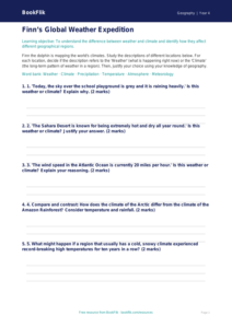 Free Weather And Climate Activity Sheet | Grade 3 | Geography | BookFlik