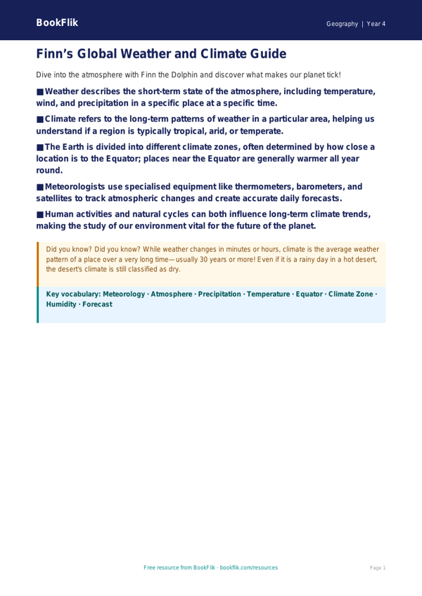 Free Weather and Climate Poster | Grade 3 | Geography | BookFlik worksheet preview — Geography Weather And Climate