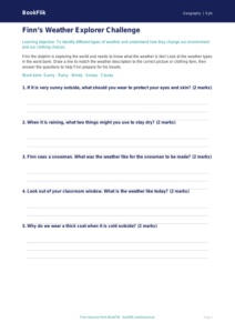 Free Weather And Climate Activity Sheet | Pre-K | Geography | BookFlik