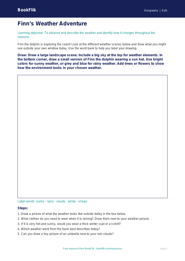 Free Weather And Climate Drawing Sheet | Pre-K | Geography | BookFlik worksheet preview — Geography Weather And Climate