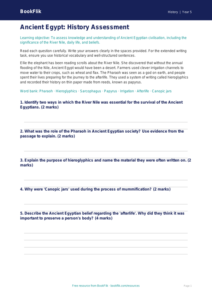 Free Ancient Egypt Assessment | Grade 4 | History | BookFlik
