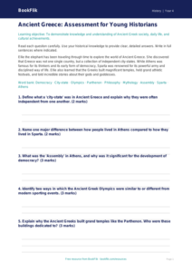 Free Ancient Greece Assessment | Grade 3 | History | BookFlik